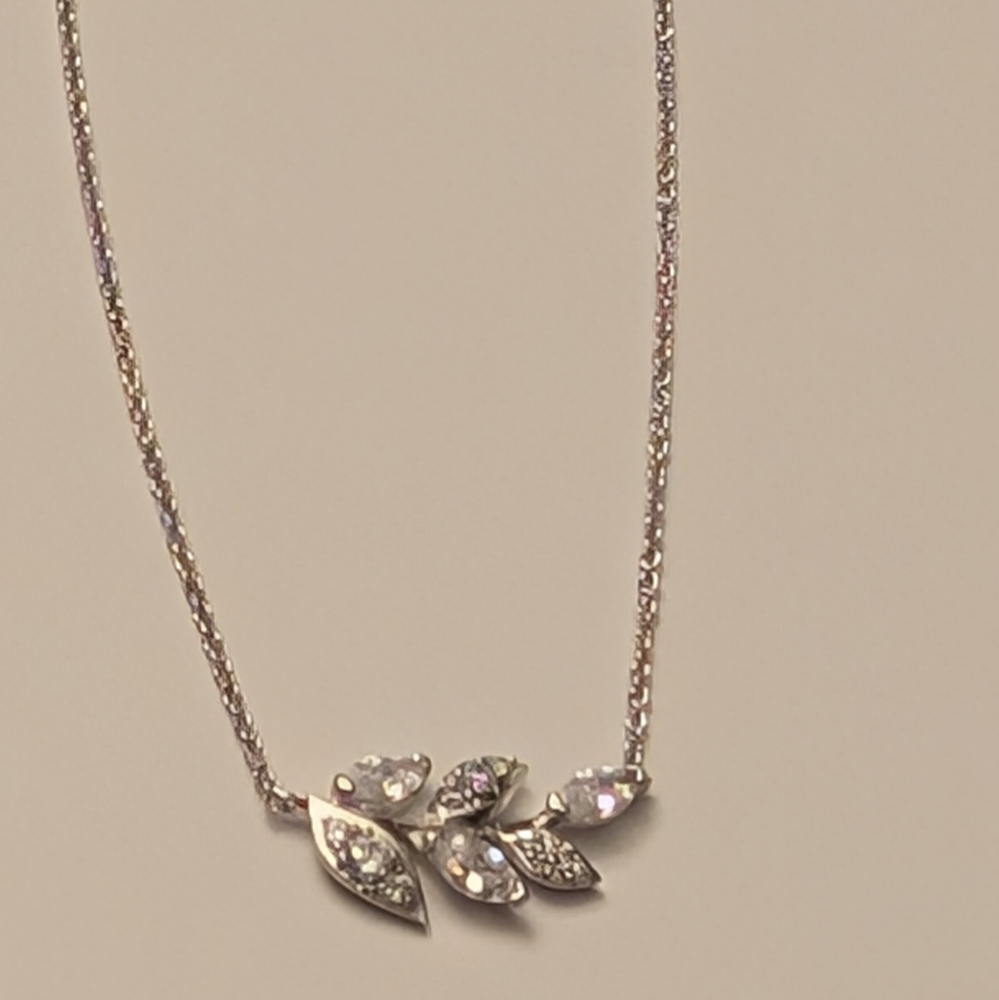 Nadri Elegant Silver Leaf Necklace